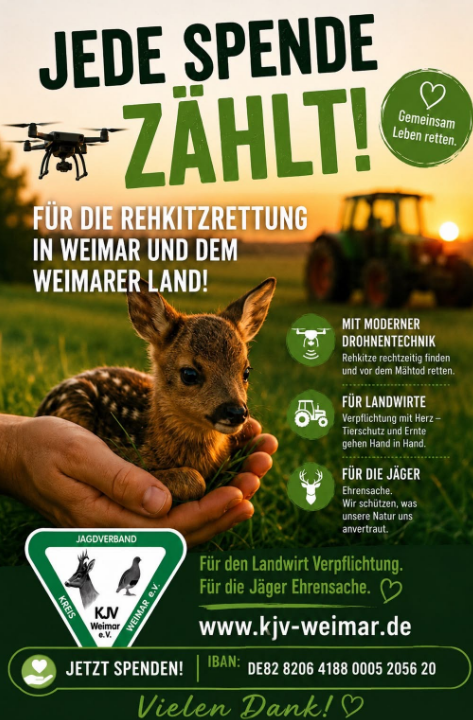 Poster zur Rehkitzrettung 2026-Jede Spende zählt 2026