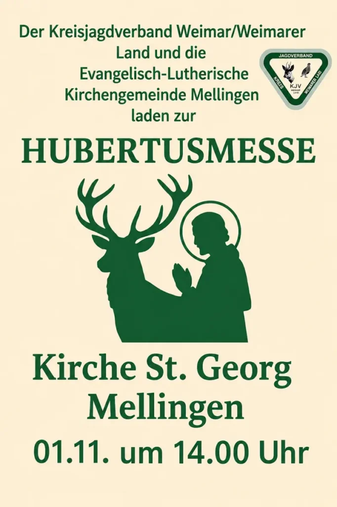 Poster zur Einladung zur Hubertusmesse in Mellingen 2026