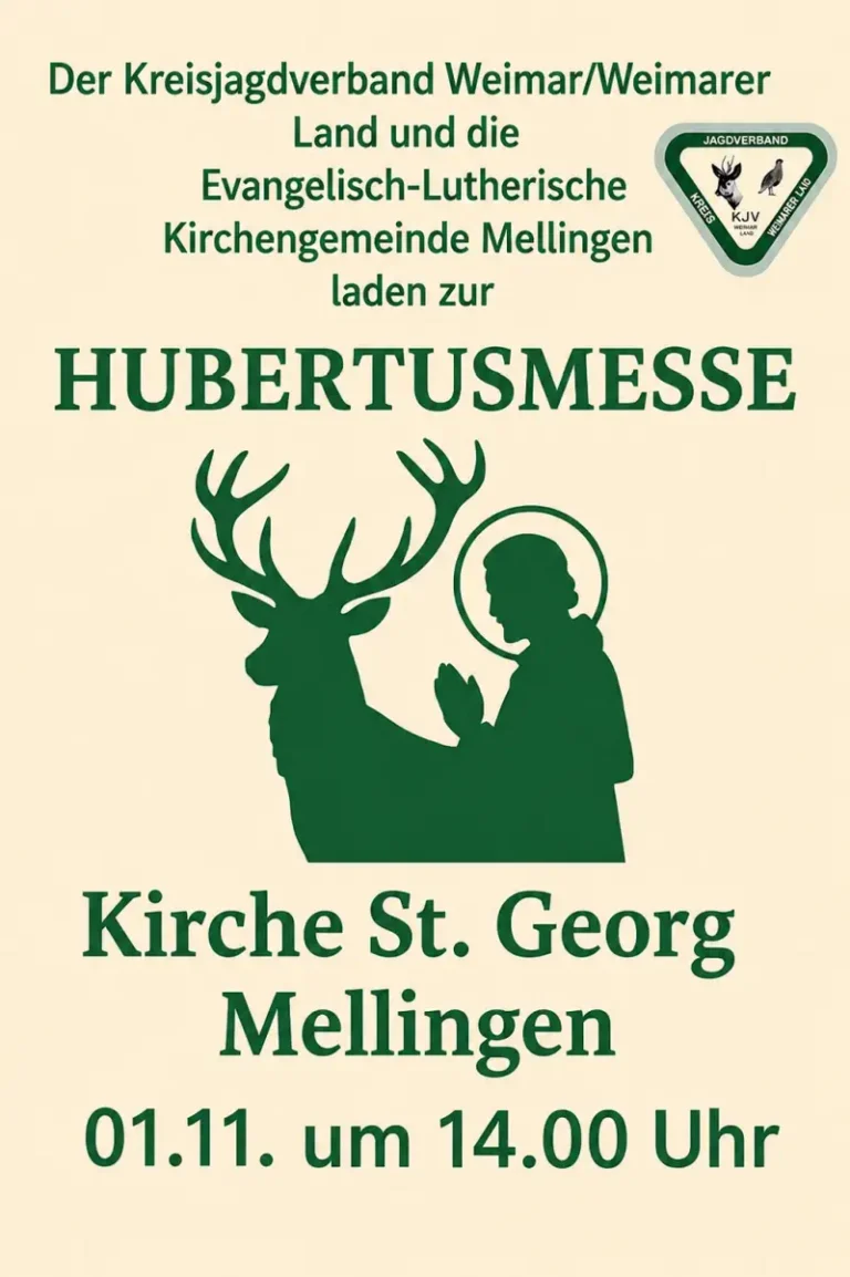 Poster zur Einladung zur Hubertusmesse in Mellingen 2026